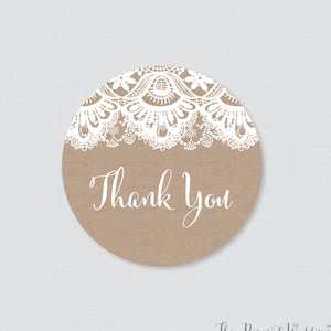 Wedding Stickers - Burlap and Lace Wedding Thank You Stickers - Rustic ...