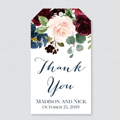 Printable OR Printed Wedding Favor Gift Tags Navy and | Etsy