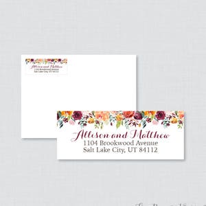 Fall Wedding Address Labels - Autumn Floral Return Address Labels for Weddings, Rustic Personalized Return Address Labels/Stickers 0008