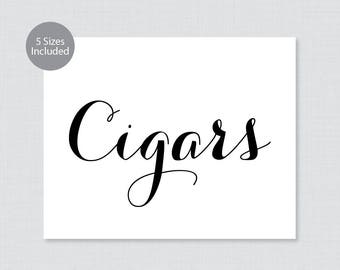 Printable Cigar Bar Sign - Black and White Wedding Sign - Classic, Elegant Calligraphy Wedding Cigar Bar Sign, 8x10, 16x20, 18x24 0005