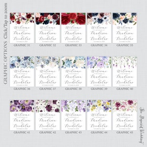 May include: A set of 10 printable wedding welcome signs featuring various floral designs in shades of red, blue, purple, and white. The signs include the text "Welcome to the wedding of Madison and Nicholas" with the wedding date.