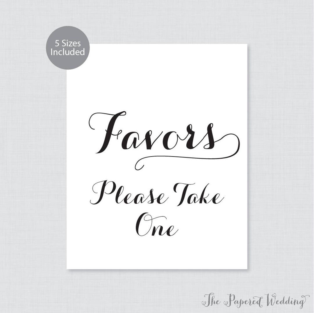 Printable Wedding Favors Sign - Black and White Wedding Favor Sign ...