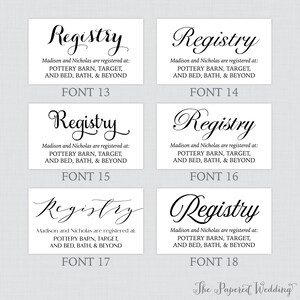 Printable OR Printed Registry Inserts With Custom Color and Font Simple Wedding Registry Insert ...