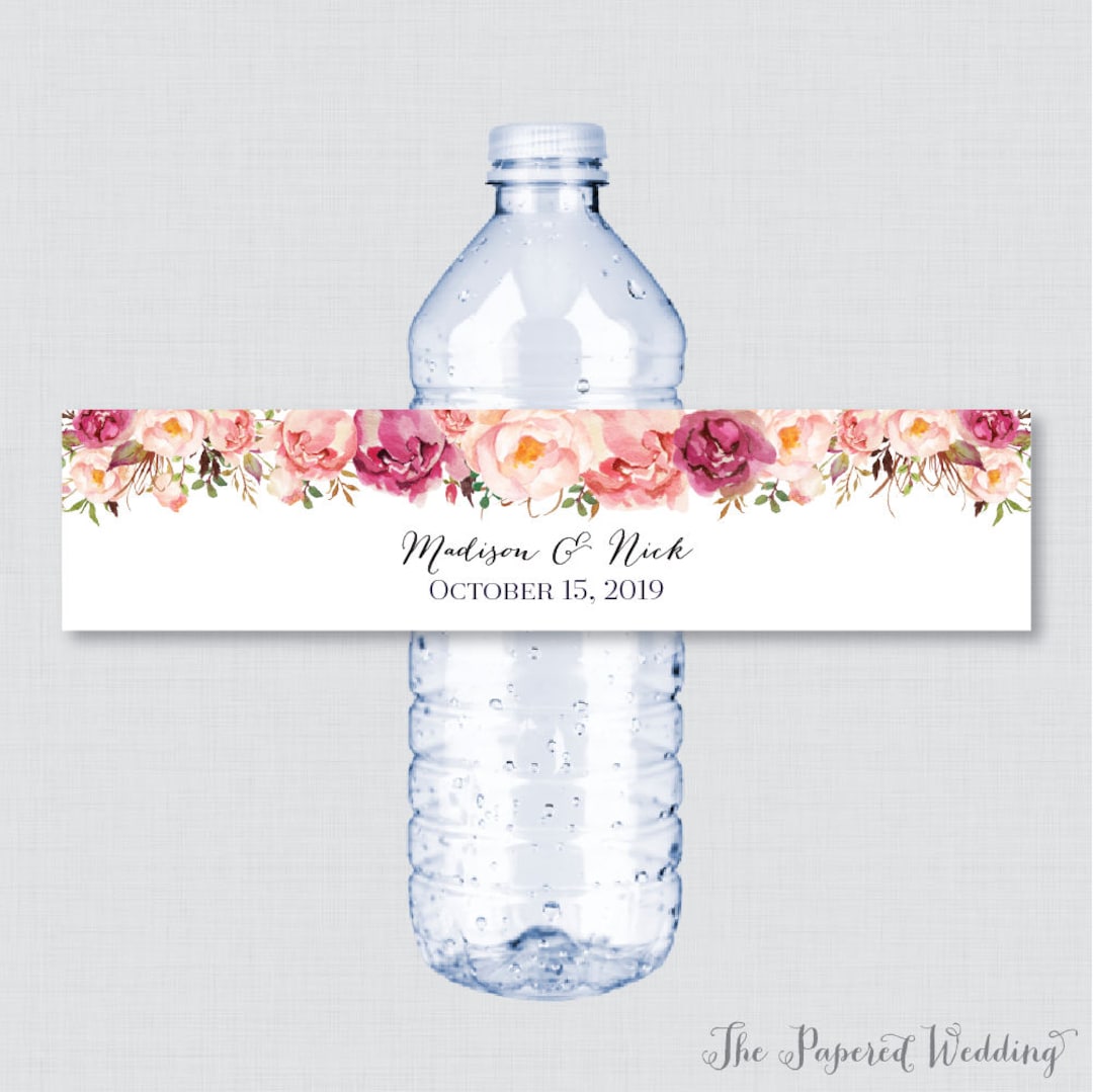 Personalized Water Bottle Labels - Rustic Charm Wedding