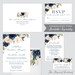 Printable OR Printed Wedding Invitations Navy and Pink Floral Wedding ...
