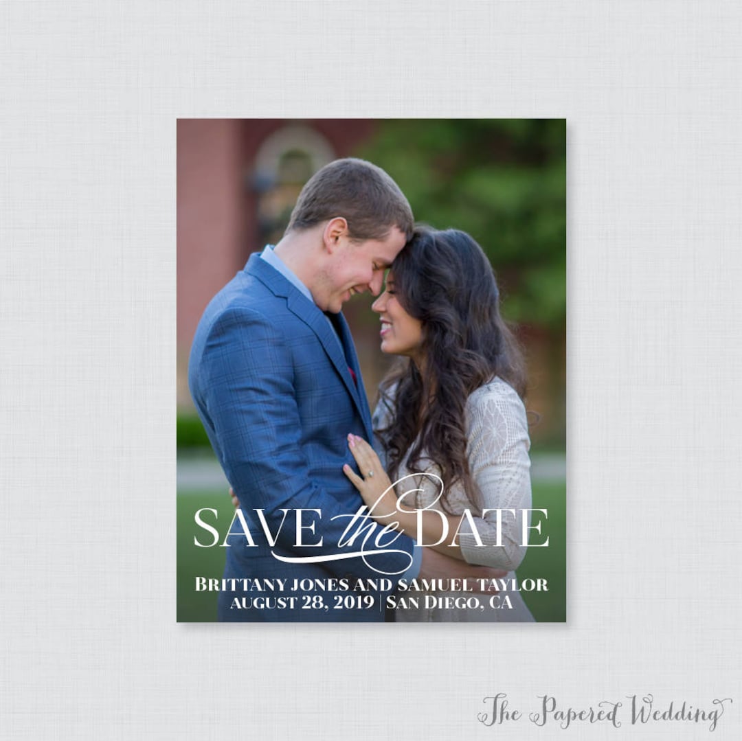 Printable OR Printed Photo Save the Date Cards - Elegant Save Our Date ...