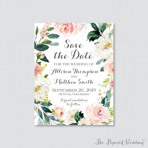Printable OR Printed Save the Date Postcards Pink Floral Wreath Save ...