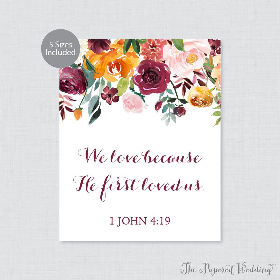 Printable Bible Verse Sign - Fall Floral Wedding Decor - We Love ...