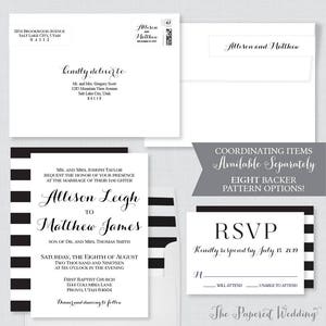 Printable OR Printed Wedding Reception Cards Black and White Reception ...