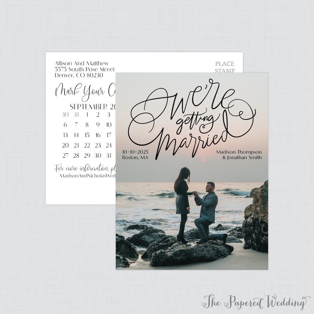 Printable OR Printed "we're Getting Married" Save the Date Postcards