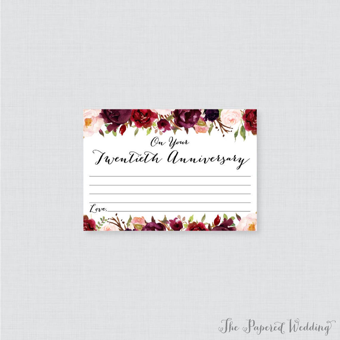 Printable Wedding Time Capsule Activity Marsala Floral | Etsy