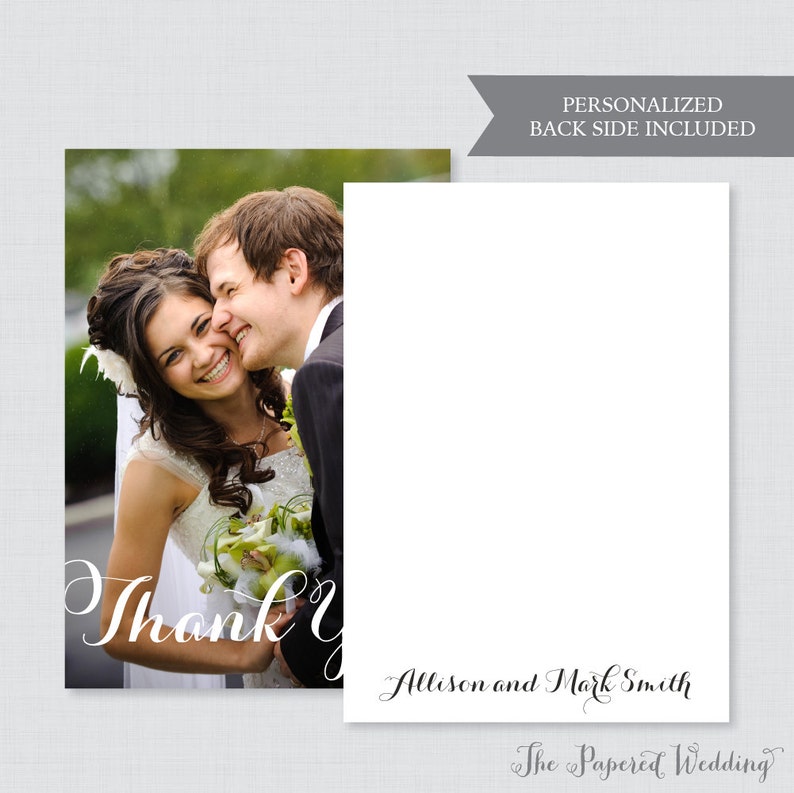 Printable OR Printed Wedding Thank You Cards Photo Thank You Cards for Wedding Personalized Thank You Cards, Custom Thank You Cards 0003 image 2