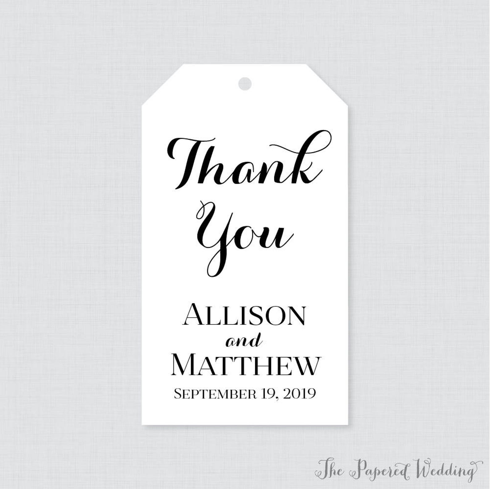 Printable OR Printed Wedding Favor Gift Tags Black and White | Etsy