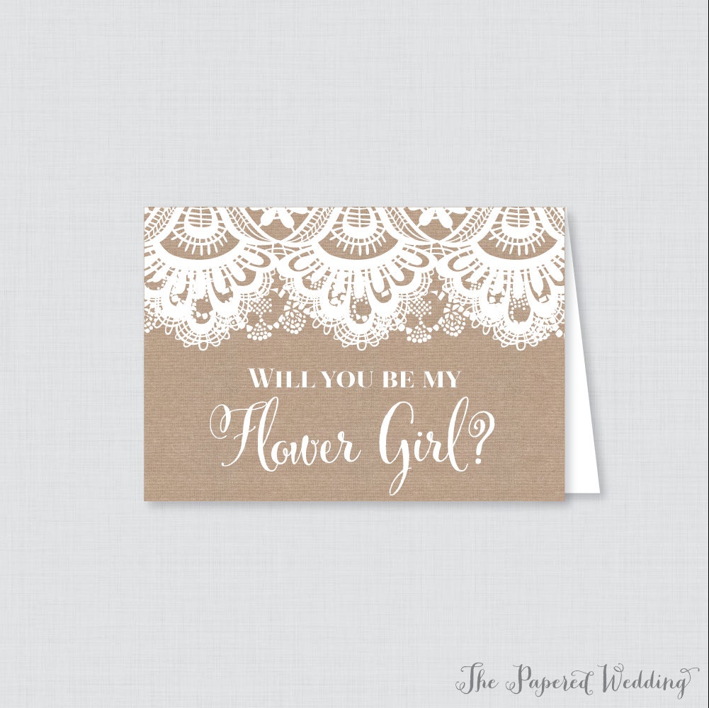 Printable Will You Be My Flower Girl Cards Rustic Burlap and - Etsy