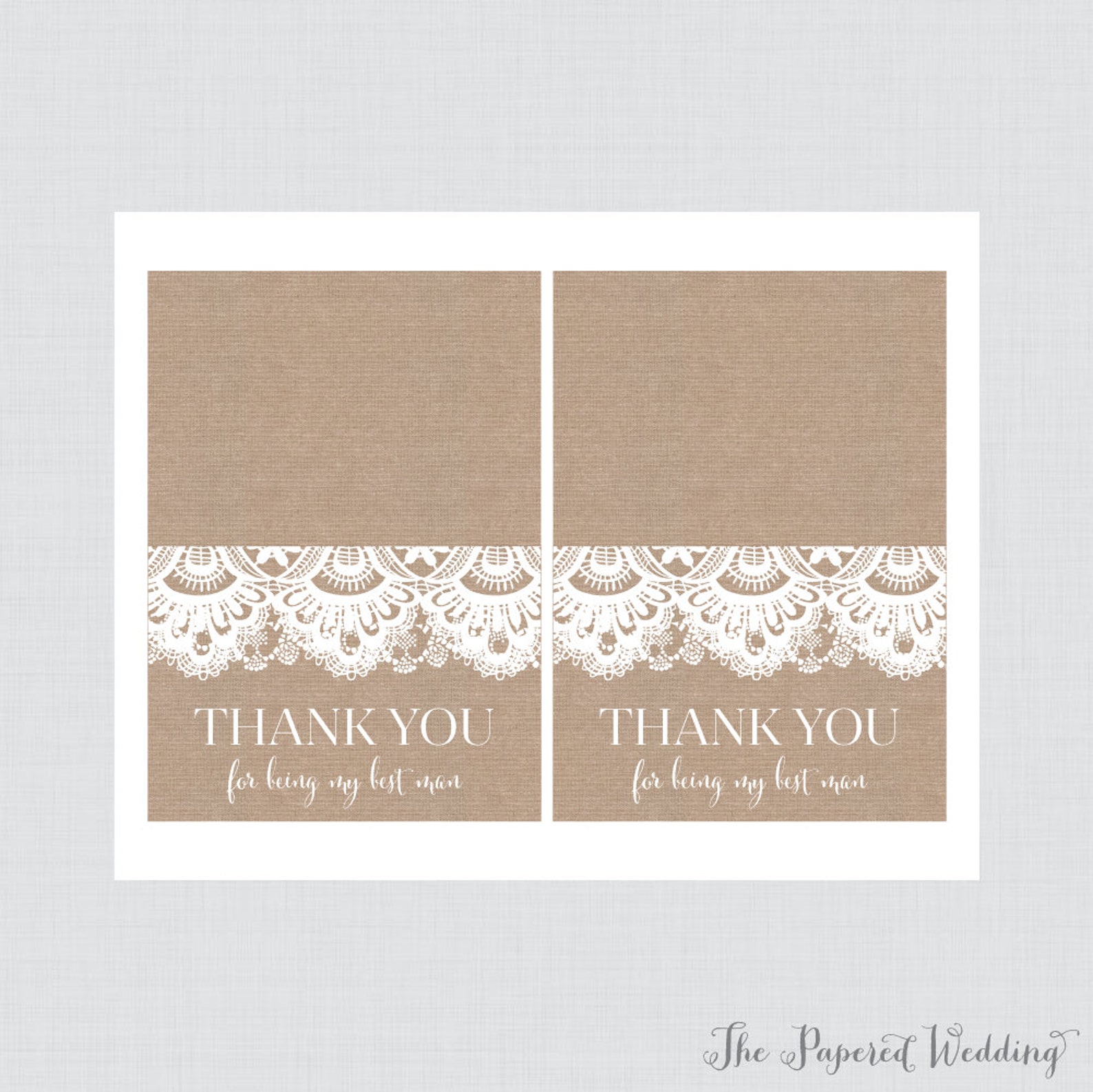 Printable Best Man Thank You Cards Rustic Burlap and Lace - Etsy