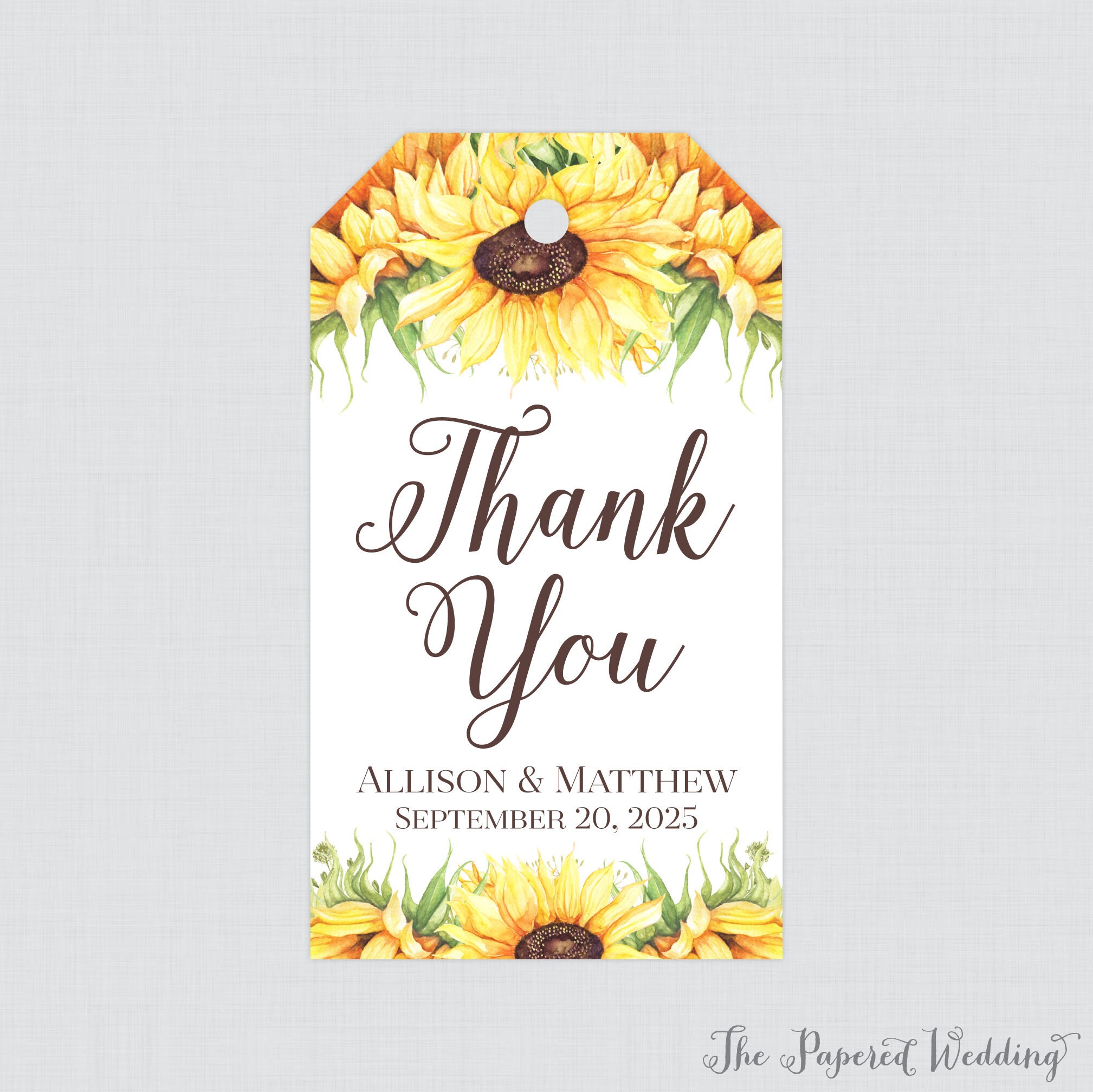 Printable OR Printed Sunflower Wedding Favor Gift Tags Etsy