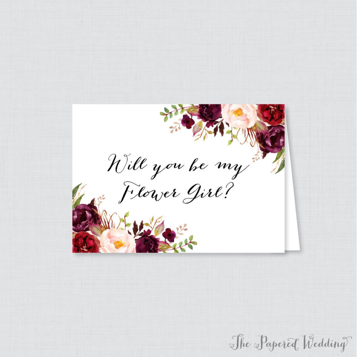 Printable Will You Be My Flower Girl Cards Marsala Will You | Etsy