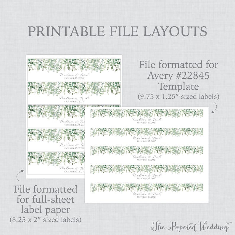 Printable OR Printed Eucalyptus Water Bottle Labels Green - Etsy