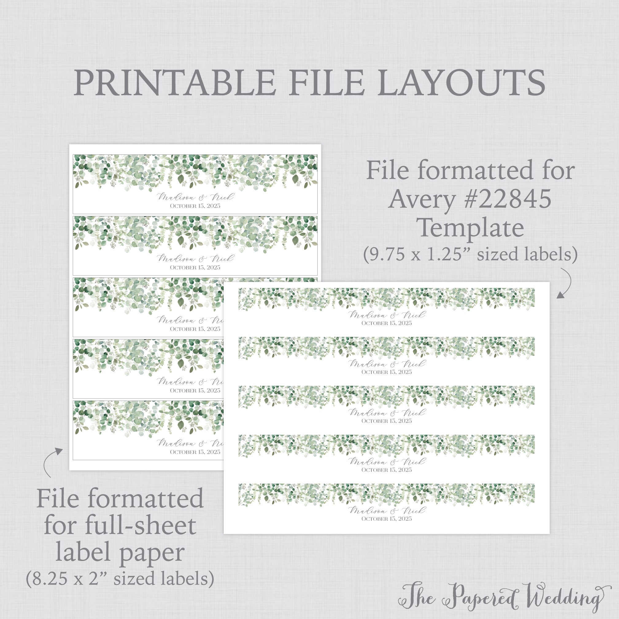 Printable OR Printed Eucalyptus Water Bottle Labels Green - Etsy