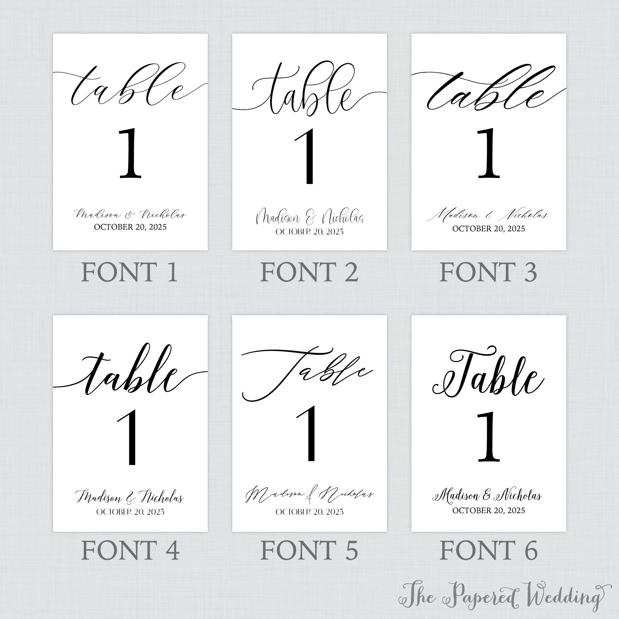 Printable OR Printed Wedding Table Number Signs With Custom Colors and ...