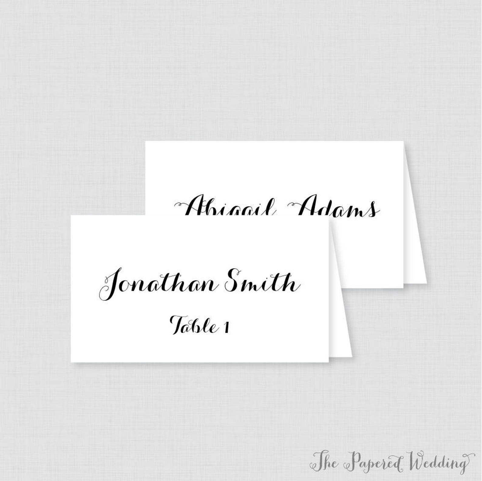 Printed Wedding Place Cards Black and White Wedding Table Etsy