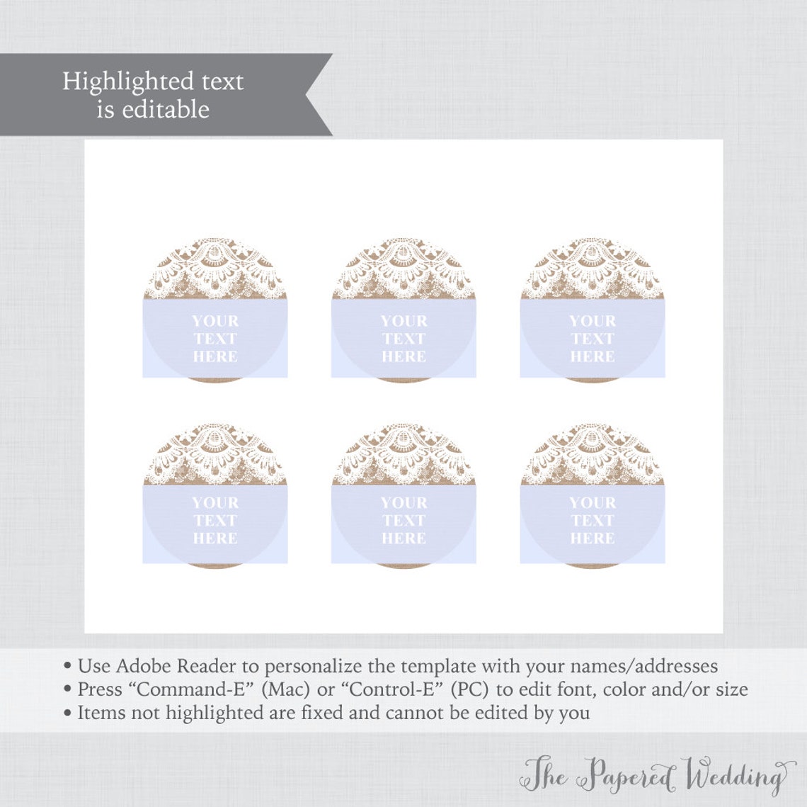 EDITABLE Wedding Tags Printable Burlap and Lace Wedding - Etsy