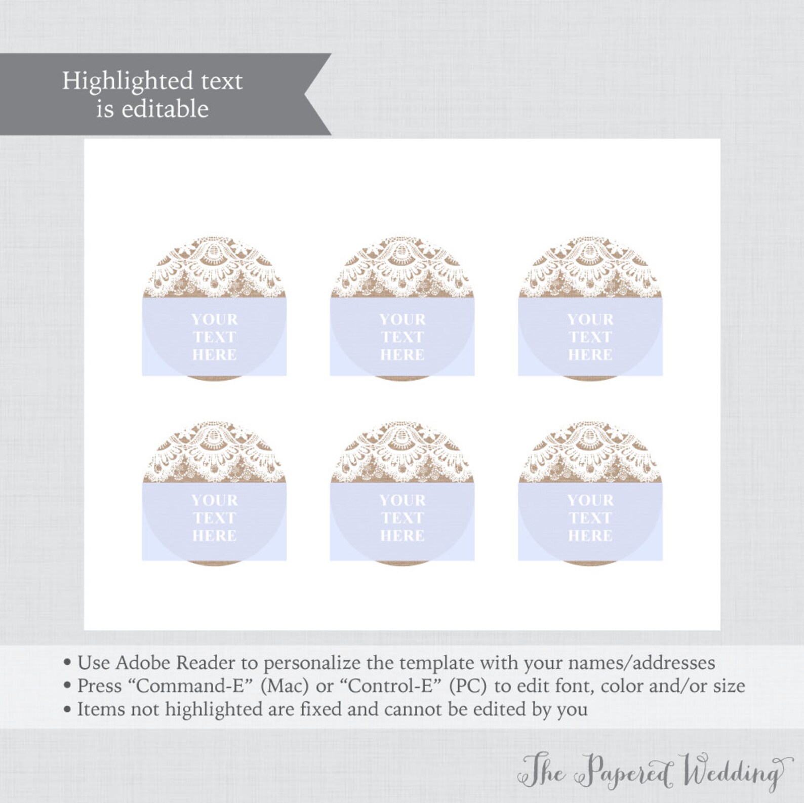 EDITABLE Wedding Tags Printable Burlap and Lace Wedding - Etsy