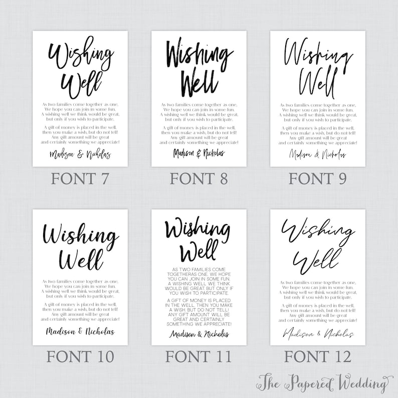 Printable OR Printed Wishing Well Cards With Custom Color and - Etsy