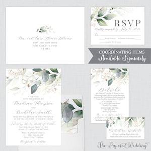 Printable OR Printed Green and Gold Wedding Favor Gift Tags - Greenery ...