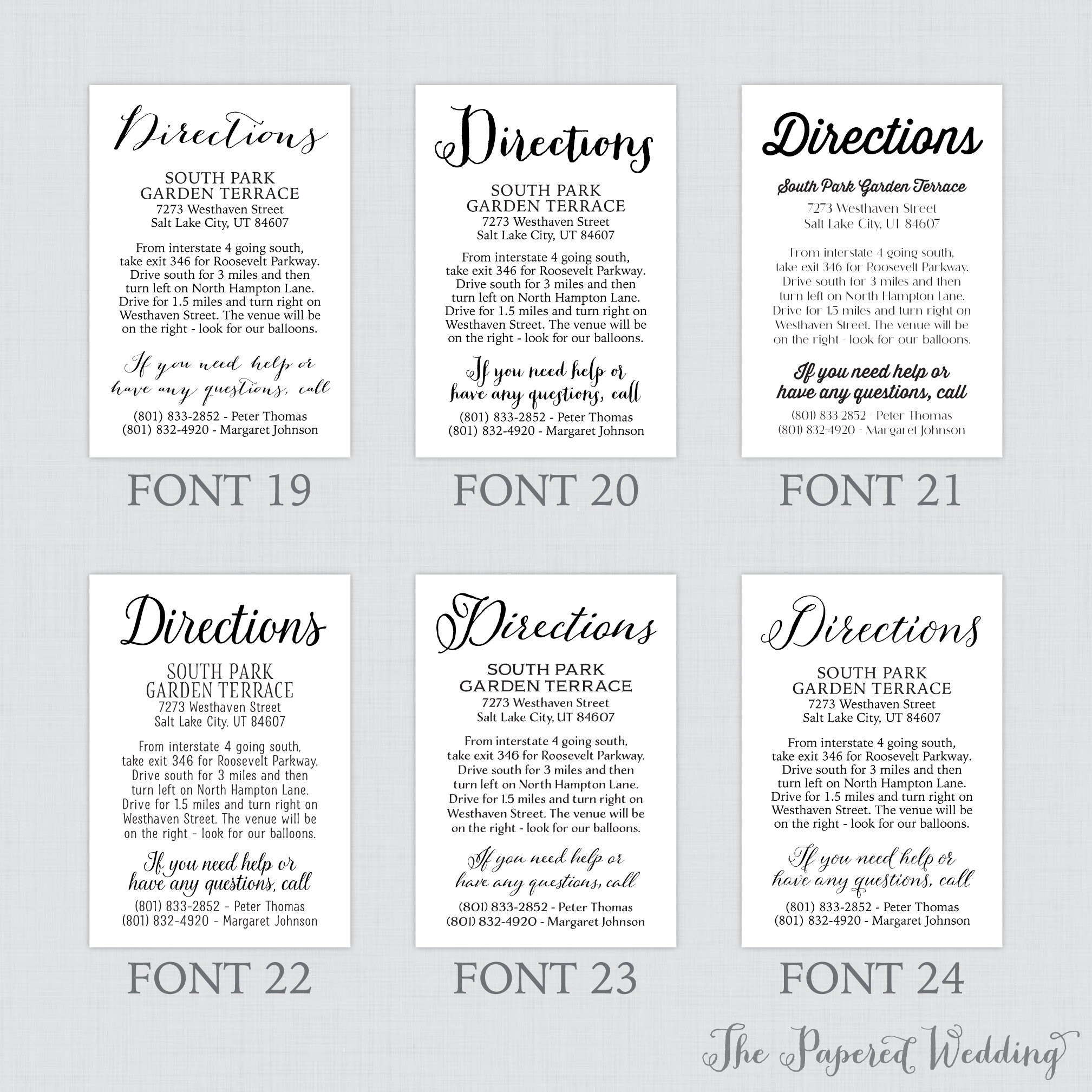 Printable OR Printed Directions Cards With Custom Color and | Etsy