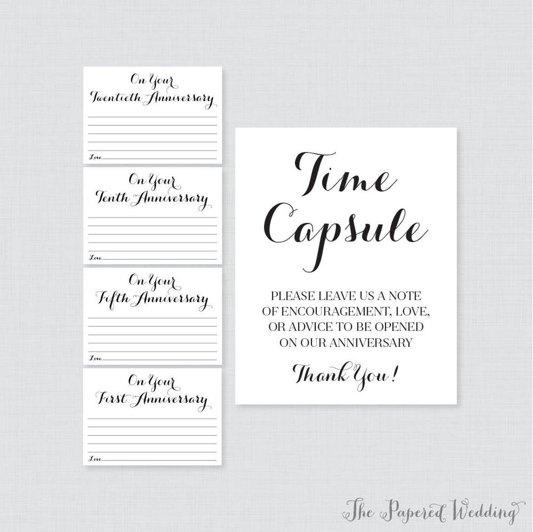 Printable Wedding Time Capsule Activity - Black and White Advice for ...