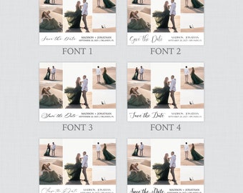 Photo Collage Save the Date Magnets with Five Pictures - Custom Fonts and Colors - Personalized Photo Save the Date Magnets for Wedding 149