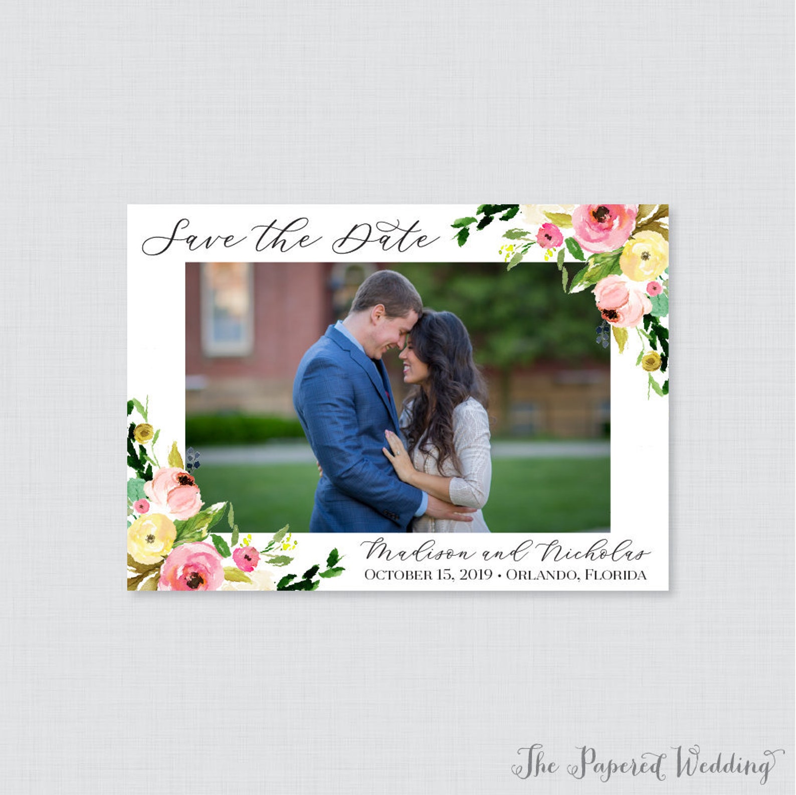 Printable OR Printed Photo Save the Date Cards Pink and | Etsy