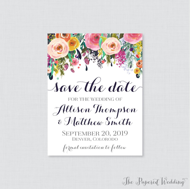 Save the Date Magnets Floral Save the Date Magnets for Wedding Wedding Save the Date Fridge Magnets with Colorful Flowers 0003-B image 1