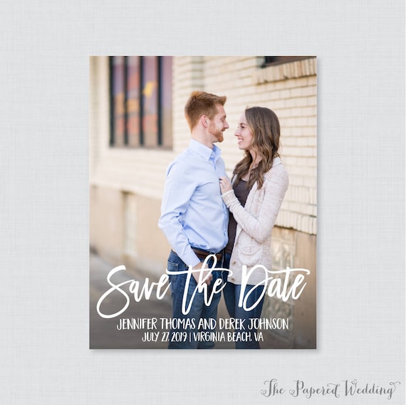 Printable OR Printed Photo Save the Date Cards Modern Photo | Etsy