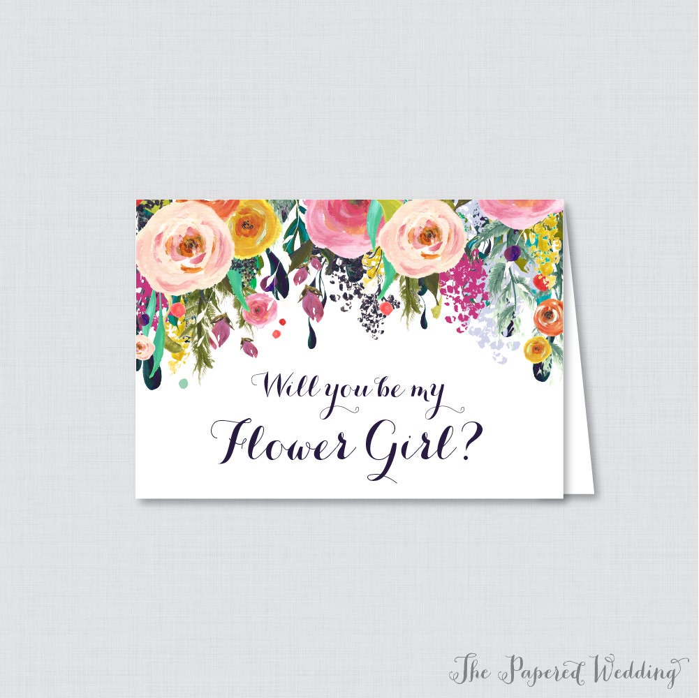 Printable Will You Be My Flower Girl Cards Floral Will You | Etsy