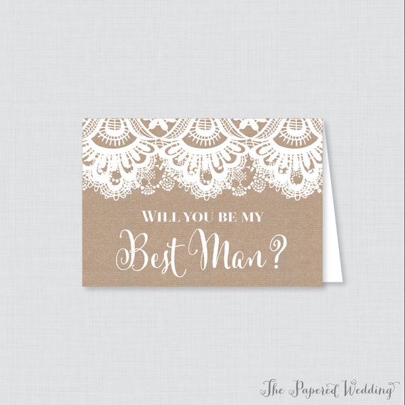 Printable Will You Be My Best Man Cards Rustic Burlap and | Etsy