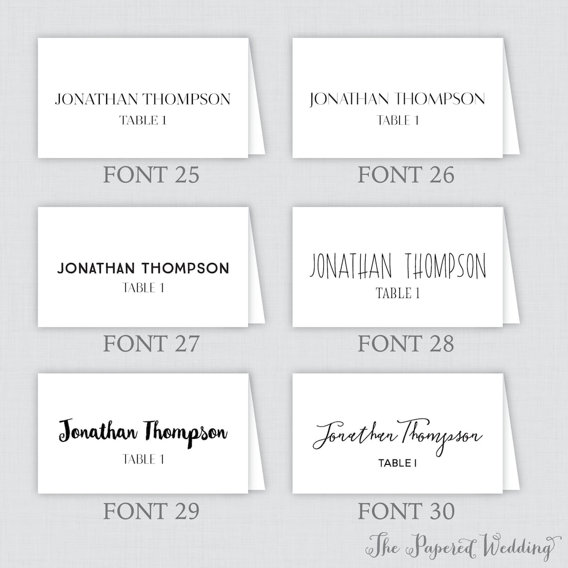 Printed Place Cards with Custom Fonts and Colors Customized Etsy