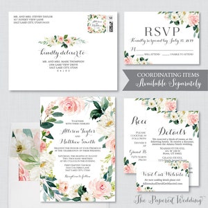 Printable OR Printed Wedding Direction Cards Pink Floral Wedding ...