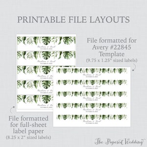 Printable OR Printed Tropical Palm Leaf Wedding Water Bottle Labels ...