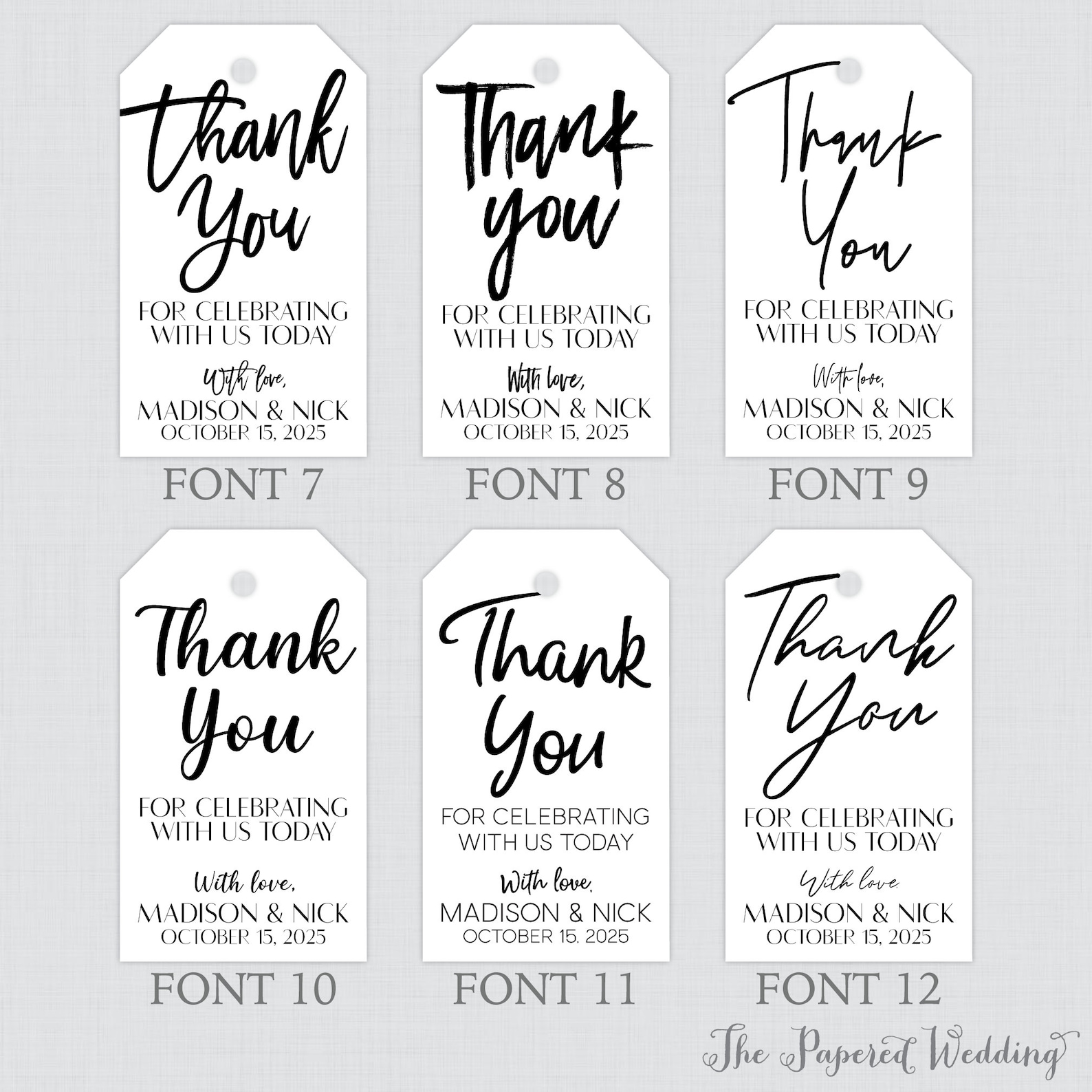 Printable OR Printed Wedding Favor Tags With Custom Colors and Fonts ...