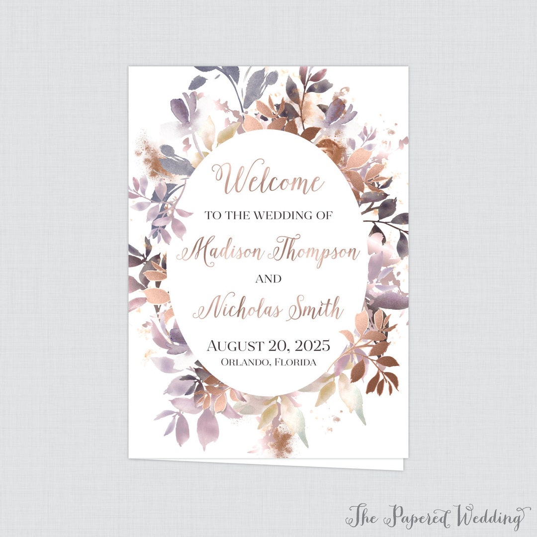 Rose Gold Program Printable OR Printed Rose Gold Wedding Program Booklet - Rose Gold ...