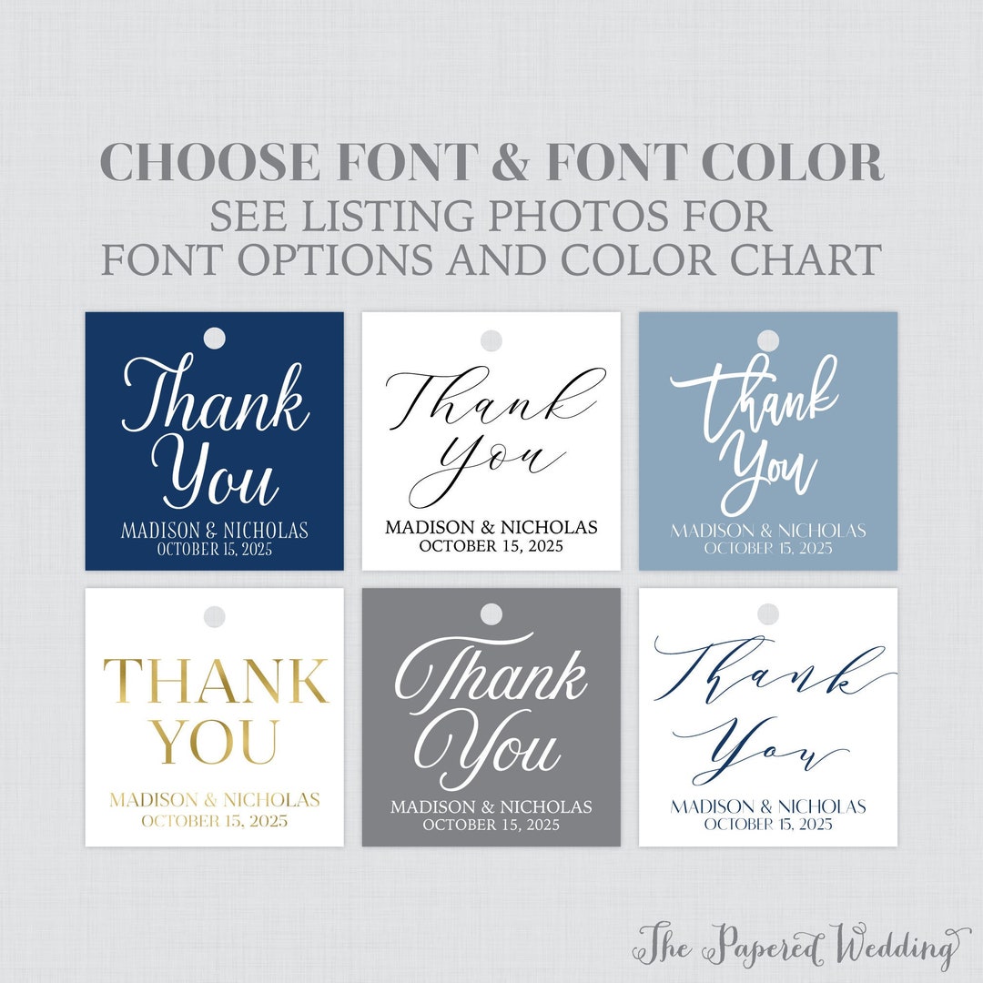 Printable OR Printed Favor Tags - Square Wedding Favor Tags With Custom ...