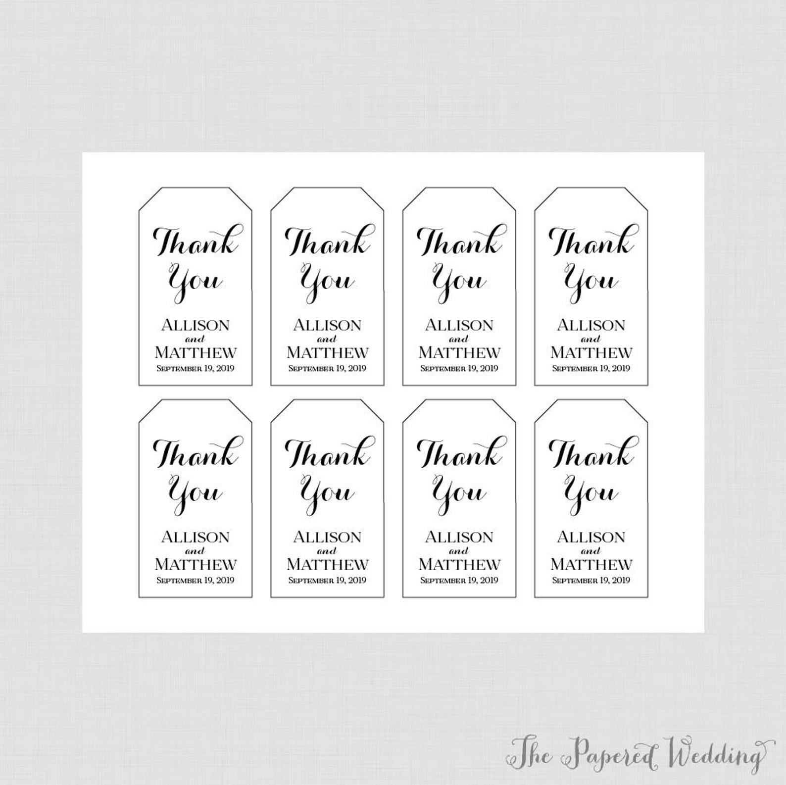 Printable OR Printed Wedding Favor Gift Tags Black and White - Etsy