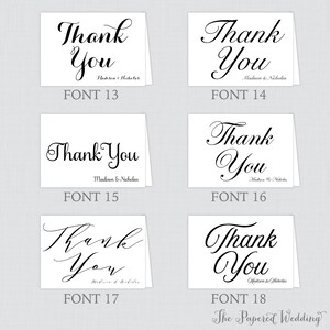 Printable OR Printed Wedding Thank You Cards With Custom Colors and Fonts Personalized Folded ...