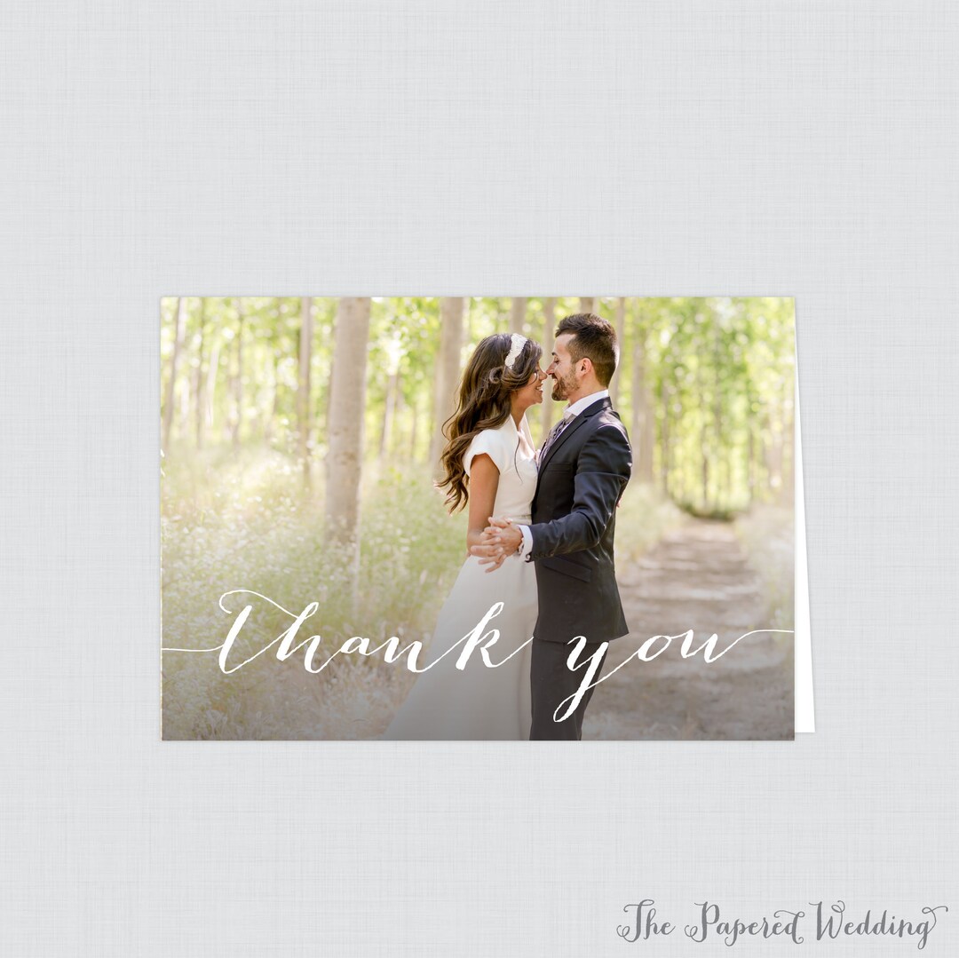 Printable OR Printed Folded Photo Thank You Cards - Wedding Thank You ...