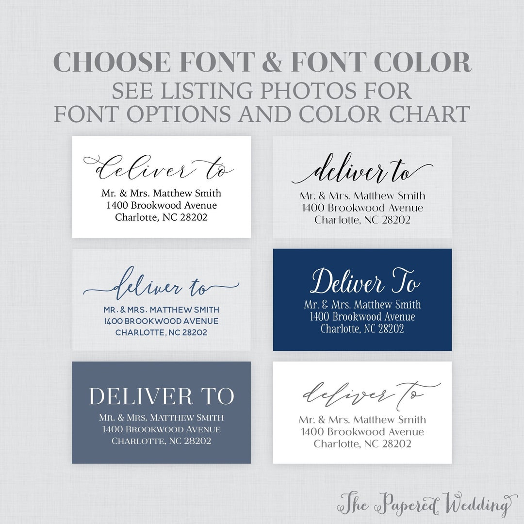 Printed Guest Address Labels With Custom Fonts and Colors Personalized