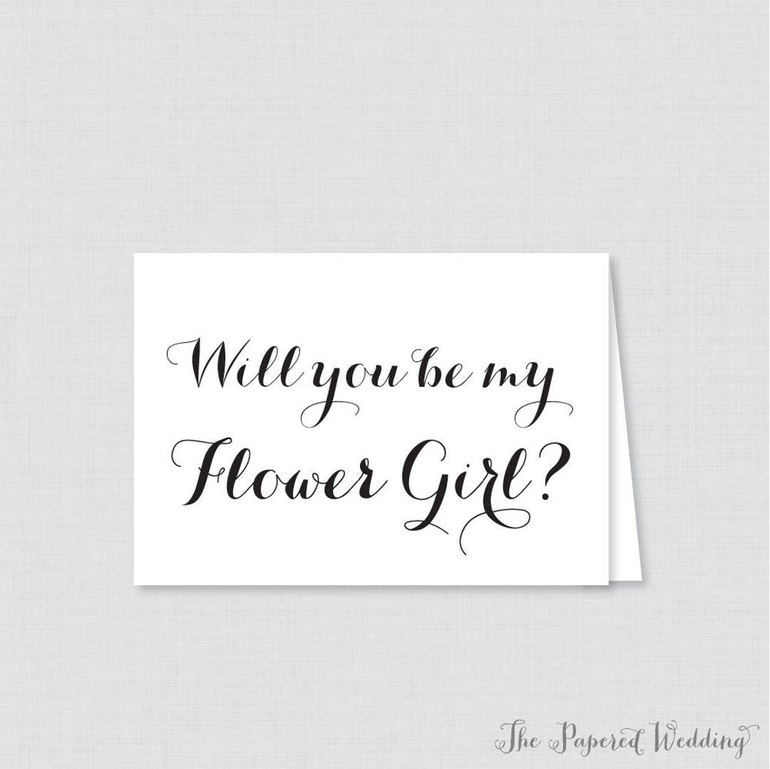 Printable Will You Be My Flower Girl Cards - Black and White Will You ...