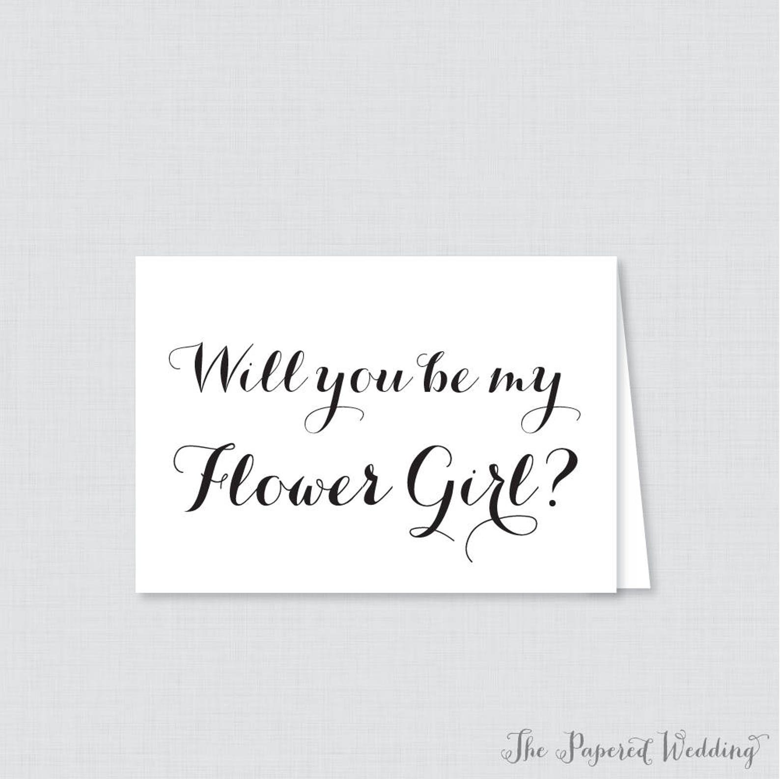 Printable Will You Be My Flower Girl Cards Black and White | Etsy