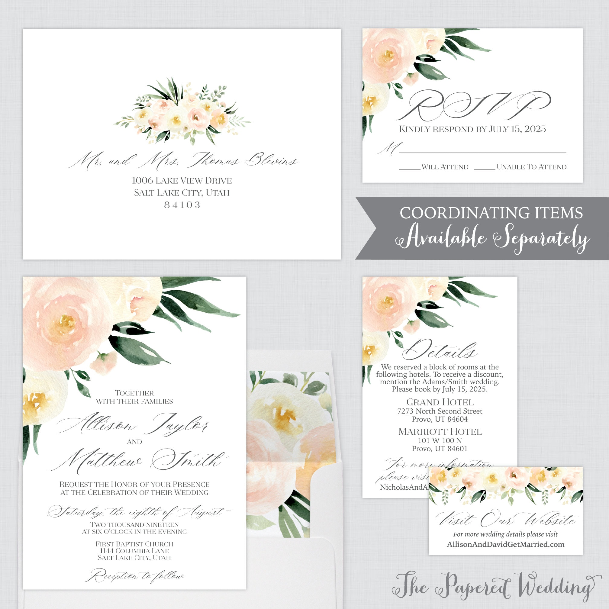 Buy Ivory and Blush Pink Flower Return Address Labels Pink and